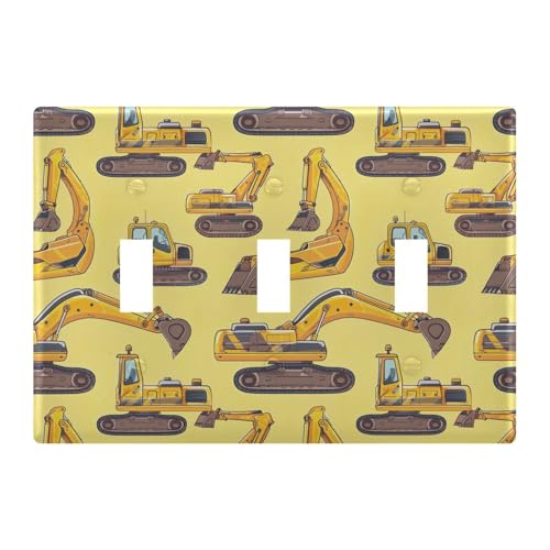 Light Switch Cover Cartoon Excavator Wall Plates for Electrical Outlets 3 Gang 202b5820