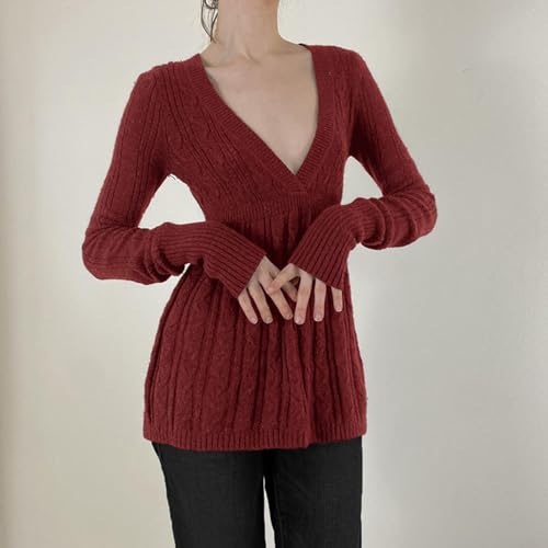 Women Y2k Fairy Grunge Sweater Long Sleeve Lace Patchwork Knitted Tunic Top Fall Vintage Pullover Coquette Clothes2