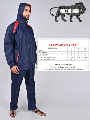 Image of Rupa Mens Rainwear For Men, Waterproof Nylon Blended Rain Standard Length Jacket With Pants And Carry Bag, Pack Of 1