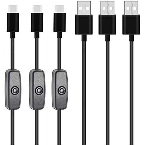 Type-C USB Cable for Raspberry Pi 4 B with ON/OFF Power Switch, Replacement for Raspberry Pi 4 B Power Supply Cord Pi Power Switch Cable 5V 3A-for Raspberry Pi & Arduino and other Devices（3-Pack） Cover