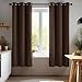 Deconovo Room Darkening Thermal Insulated Grommet Top Blackout Window Curtains Pair For Living Room Chocolate 42x63-Inch
