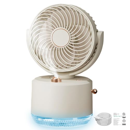 Misting Fan, Small Fan Cooler, Personal Cooling Gadget with Rechargeable and Cordless Design for Outdoor Camping, Hiking, or Beach Trips, 9.06x5.91x4.72 Inches