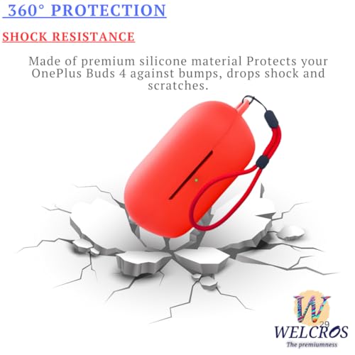 Image of WELCROS Soft Silicone Case Cover for Sony WF-C710N | C710NSA with Lanyard (Red)