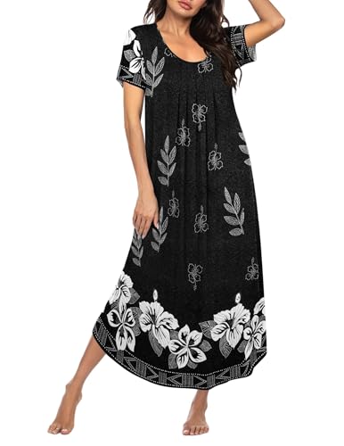Ekouaer Moo Moos for Women House Dress Long Nightgown Flora Print Mumus Dress S-4XL