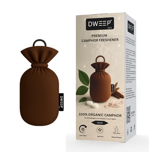 Image of Dweep Organic Camphor Air Freshener | 100% Camphor Based | Long Lasting Freshener for Car, Wardrobe, Office Cabin, Travel Bag & Bathroom | Natural Odor Control (OUDH)