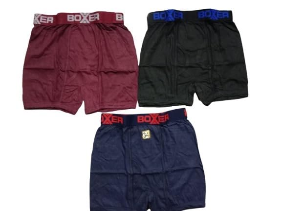 Men's Looked Cotton, Stretchy Fabric, Anti-Bacterial Regular Fit Plain Trunks with Waistband Pack of 3-image-28