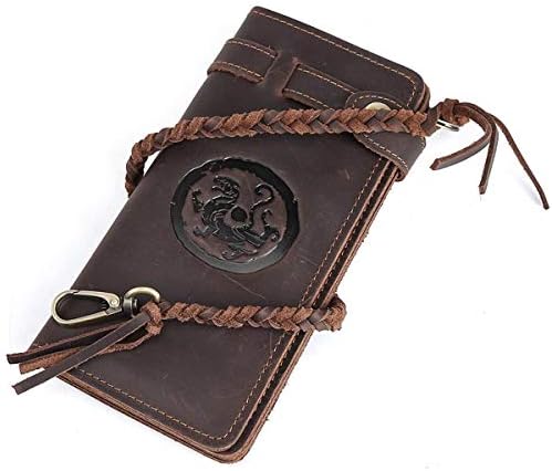 Tiding RFID Blocking Men's Brown Genuine Leather Wallet Vintage Style Card Holder Bifold