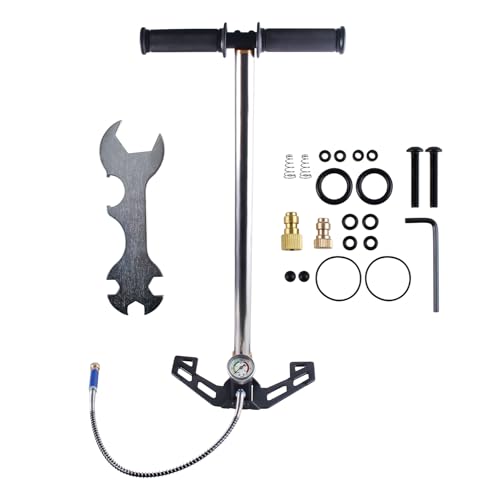 高圧ハンドポンプ 水冷式 PCPエアポンプ 30-40mpa エアガン/エアライフル用 空気入れ 圧力計付き ステンレスフ