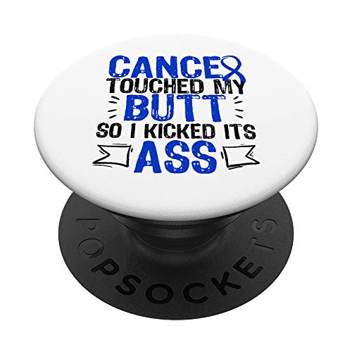 Survivor de cáncer de colon Funny Gag Gift Colectomía Cinta azul PopSockets PopGrip Intercambiable