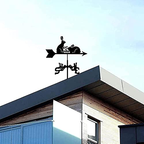 Rabbit Weathervane Animal Metal Weather Vane Wind Direction Indicator With Anti-Rust Coating For Garden Farm Roof Mountain Courtyard House Decorative Wind Vane-Style 1 #TOP1