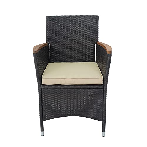 Actual Modern 7-Piece Outdoor Patio Dining Set With Pe Rattan Wicker Dining Table And Chairs With Tempered Dull-Polished Glass And Cushions, Brown, 35.4 X 59.1 X 29.1 Inch, 35.4X 59.1 X 29.1 #TOP6