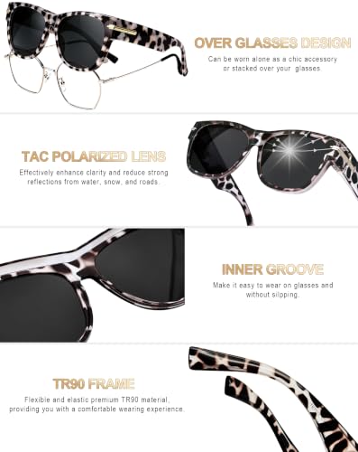 Image of KANASTAL Over Glasses Sunglasses Square Fit Over Polarized Sunglasses UV400