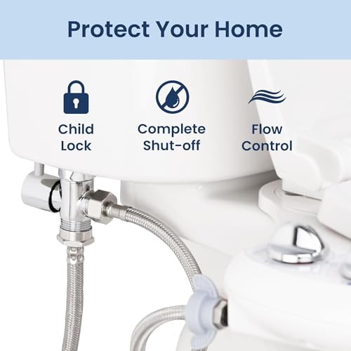 LUXE Bidet 7/8" x 7/8" x 1/2" Shut-Off Valve T-Adapter for Bidets, Only Compatible with NEO Series Bidet Attachments (Original Lever, Chrome Finish)