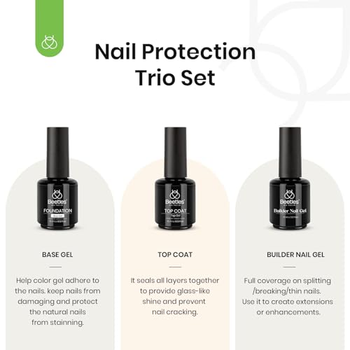 Beetles Gel Polish HU-XI-81 Beetles 3Pcs 15Ml Top And Base Coat Builder Nail Gel Set No Wipe Gel Top Coat Base Gel Builder Extension Gel thumb #2