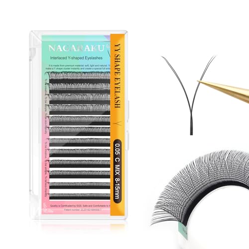 NAGARAKU YY Lash Extensions 0.05 C Curl 8-15mm Mix 4D Premade Fans Black