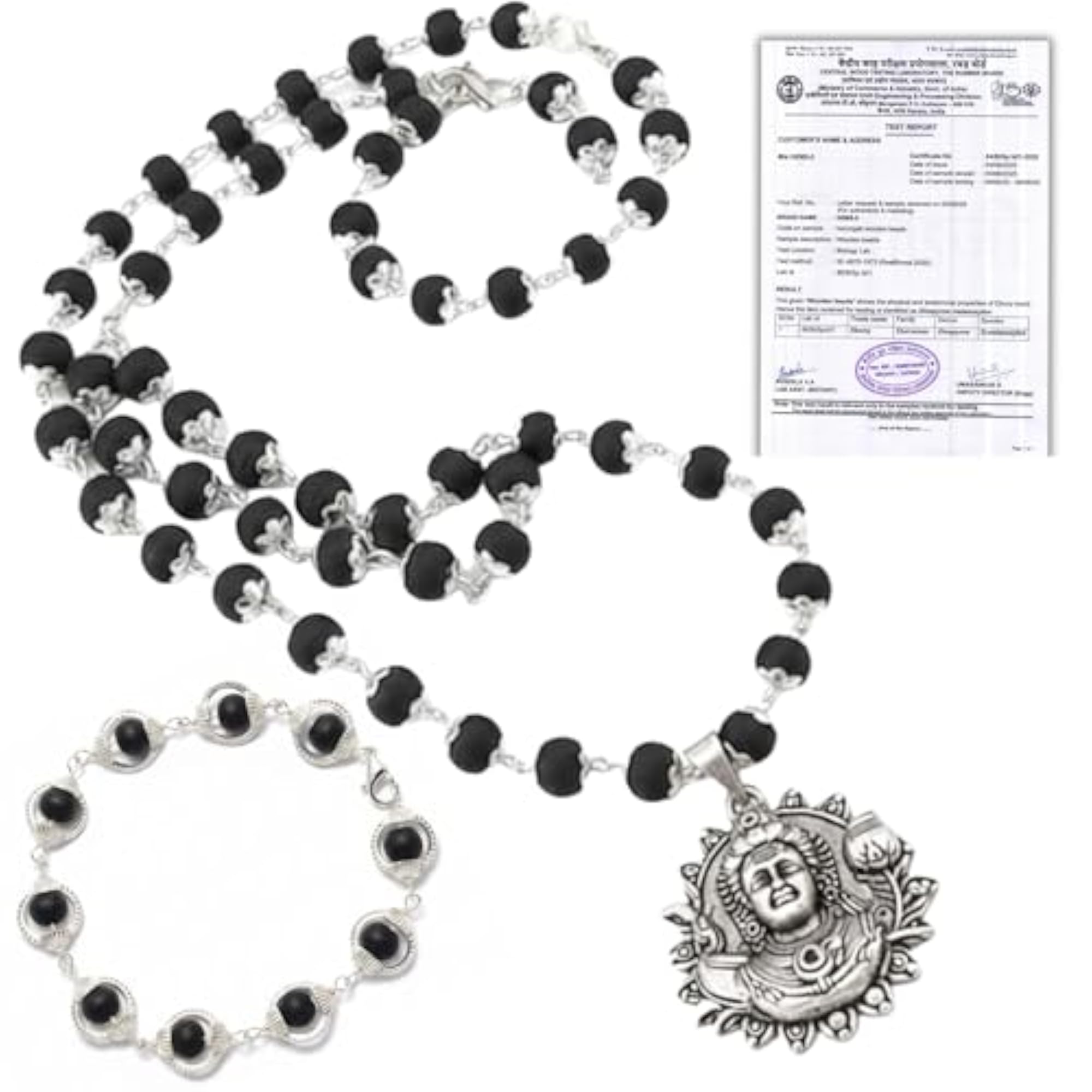 Karungali Lord Murugan Pendant & Silver Bracelet Combo, Certified