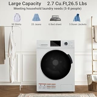 Techomey 2.7 Cu.Ft All-in-One Washer and Dryer Combo, 24" Front Load Ventless Washer Dryer with 26.5 Lbs Loading Capacity, Compact Size, LED Display, Child Lock, White