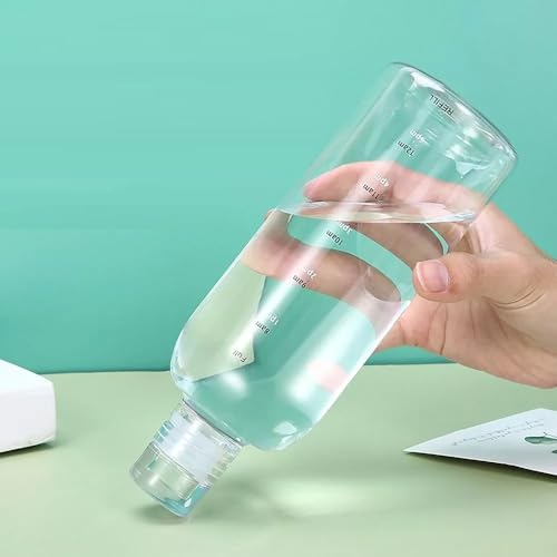 Image of Glass Borosilicate Water Bottles, H2O Fridge Water Bottle With Cap, Leak Proof & Airtight Lid, Water Bottle For Office, School, College - 1000ML Bottles With Time Marker (White 1000ML)