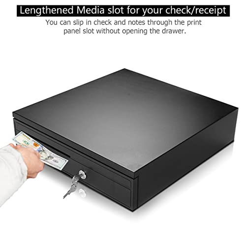 Safstar 16" Pos Cash Drawer Box Money Storage, 5 Bill 5 Coin Cash Register Drawer W/Rj11 Cable, Key Lock, Media Slot & Removable Trays, Cash Drawer For Small Businesses, Supermarket, Store #TOP4