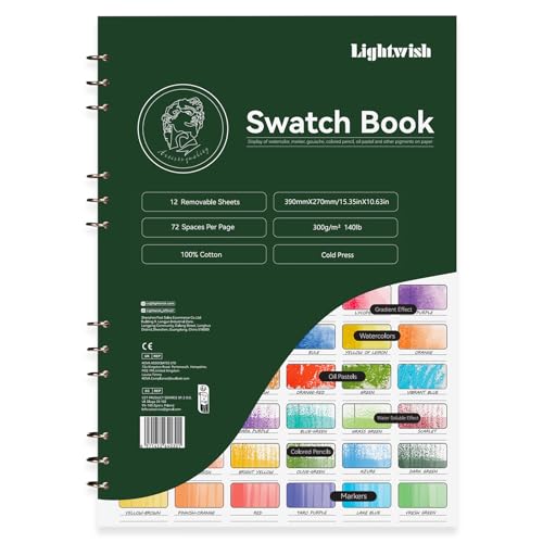 Cuaderno de muestras de acuarela Lightwish para organizar 72 mezclas de pintura