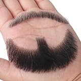 EAVIN GARY Full Hand Black Human Hair Tied Messy Realistic Fake Mustache Fake Beard Fake Goatee Costume Fake Facial Hair for Halloween Funny Cosplay(messy BLACK)