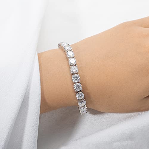 Aunclub 24Ct Moissanite Tennis Bracelet 14K Gold Plated Sterling Silver Round Cut 6.5Mm D Color Vvs1 Moissanites Diamond Classic Bracelets For Women Men(6.5In) #TOP5