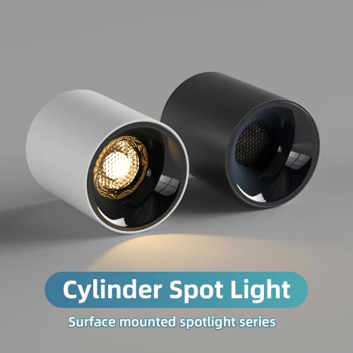 Image of JAYMP Modern LED Ceiling Spotlight 3000K Dimmable 24W Black Surface Mount Cylinder Down Light for Living Room Hallway Laundry Room