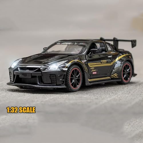Image of 1:32 Diecast Nisan GTR Alloy Metal Pull Back Die-Cast Car Scale Model Pullback with Sound Light Mini Auto Toy car for Kids Best Gifts Toys for Kids Boys (red)