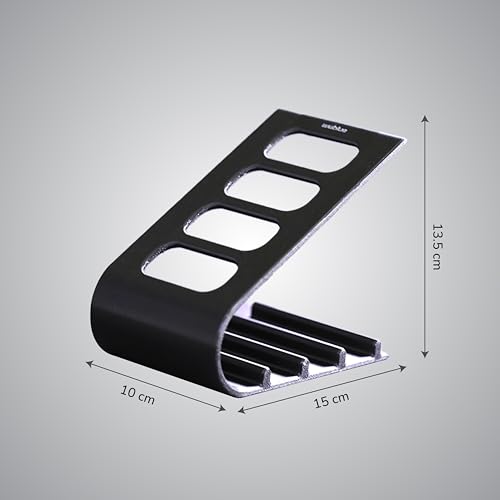 Image of SleekDock - Remote Holder Stand | Holds up to 4 Remotes | Ergonomic Slant Design | Desk & Living Room Organizer (Black)