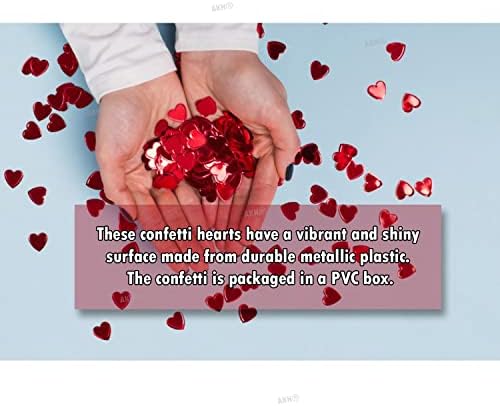 AKH® Valentine's Heart Confetti | Glittering Metallic Shiny Hearts for Valentines Day, Wedding, Romantic Party Decoration | Heart Shaped Love Confetti | 25g 1100Pcs | Valentines Bed Table Decoration