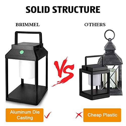 Brimmel Solar Outdoor Lantern Aluminum Led Portable Rechargeable Solar Table Lamp 35W 3000K Outdoor Nightstand Lamp Ip44 Waterproof Cordless Touch Control Usb Solar 2 In 1 Hand Light For Patio, Black #TOP3