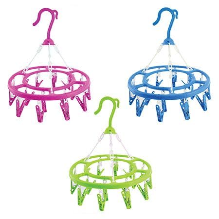 Varal de Plástico Suspenso Com Gancho Giratório 20 Prendedores Para Meia Calcinha Cueca Cores Sortid