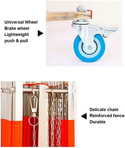 Generisch Mobil, uzatılabilir güvenlik bariyeri, paslanmaz çelik, tekerlekli, ayarlanabilir 1,5 x 2 m büyüklüğünde güvenlik kapısı, etkinlikler, trafik kontrolü ve ziyaretçi yönlendirmesi için - Görsel 7