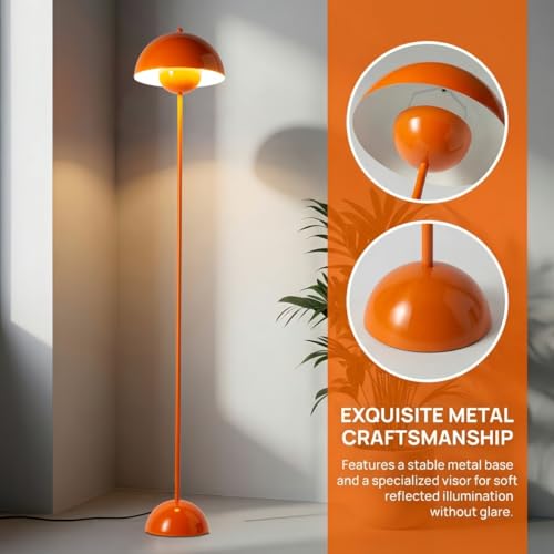 Image of COSYLUX Mid-Century Modern Metal Bud Floor Lamp for Home and Office, Orange