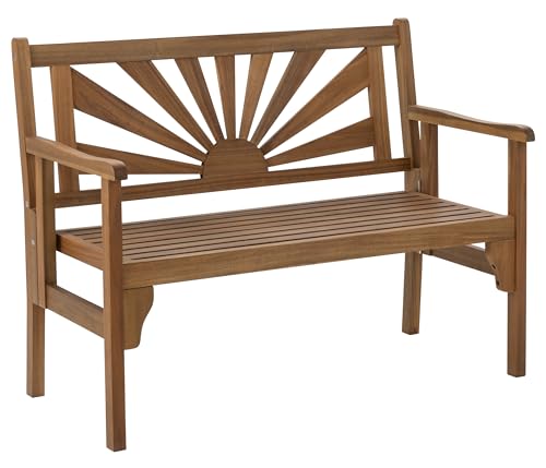 Dehner Gartenbank Sunshine, Klappbank 2-Sitzer, ca. 120 x 91 x 59 cm, FSC®-zertifiziertes Akazienholz, naturbelassen