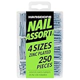 HangDone Nails Assortment 250-Pieces 4 Sizes, Zinc Plated