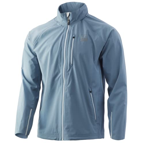 HUK Men's Standard Pursuit Waterproof & Wind Resistant Zip Jacket, Silver Blue, Medium