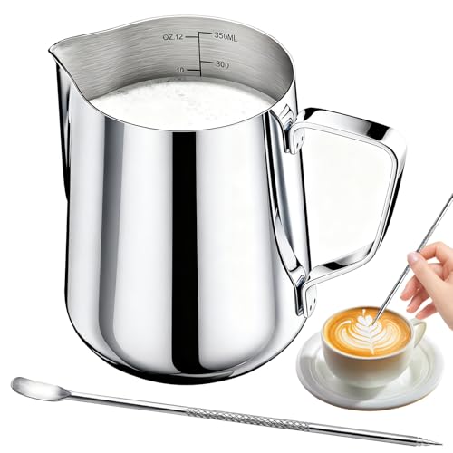 Tbintul 350ml/12oz Edelstahl Milchkännchen, Handheld...