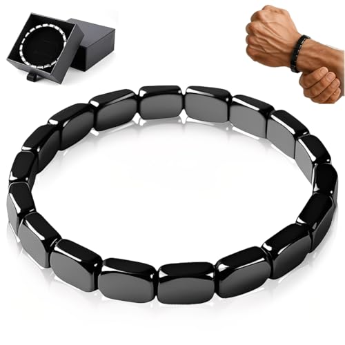 VRYNDH Bracelet Hematite Homme,Bracelet magnetique Homme,Bracelet réglable en hématite avec Pierre magnétique – Inspiré du Guerrier Romain et Viking pour...