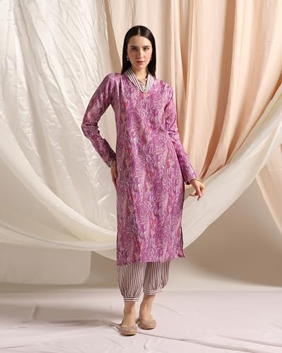 Image of DHRUVI TRENDZ Cotton Blend Kurta Set for Women | Kurta Set | Kurta Set for Women | Festive Kurta Set for Women | Regular Fit Kurta Set for Women