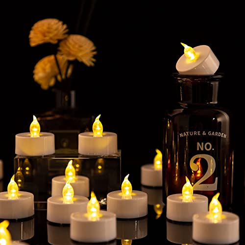 Hanzim H24-1 Led Tea Lights Candles- 24Pack Warm Yellow Flameless Candles Realistic And Bright Flickering Long Lasting 200Hours For Holiday Celebration,Party,Home Decoration,Battery Operated thumb #1