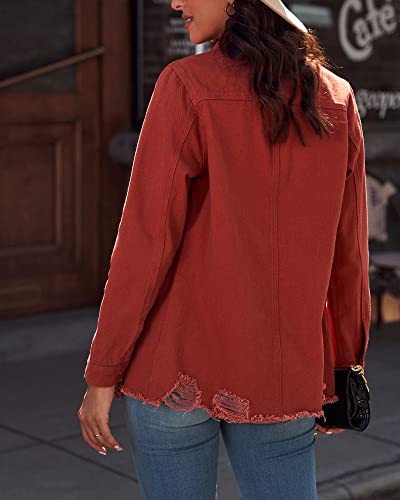 luvamia Womens Denim Jacket Distressed Button Down Jean Shirt For Women Ripped Shacket Coat2