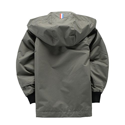 Hiheart Boys&Girls Waterproof Hooded Jackets Cotton Lined Rain Jackets Gray 4T