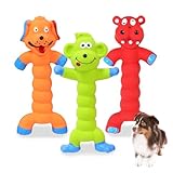 Guiwawa Dog Squeaky Toys Interactive Dog Toys - 3 Pack Rubber Chew Toys for Indoor Dogs to Chase, Fetch and Exercise, Medium & Large Dogs Toys for Boredom Relief