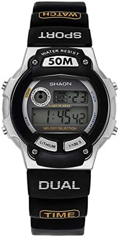 Shaon 39-6020-44 Digital Quartz Watch with Rubber Strap for Men, Grey/Black