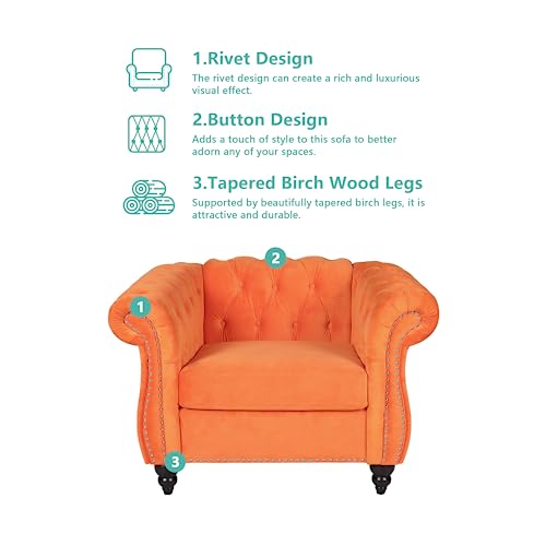 Image of QHITTY 2 Piece Living Room Set, Sectional Chesterfield Sofa Chair Contemporary Upholstered Velvet Loveseat Couch Sets for Living Room, Bedroom, Office