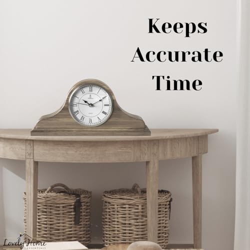 Lovely Home Essentials Mantel Clock Battery Operated - Grey Ash Wooden Farmhouse Mantle Clock For Living Room Decor Above Fireplace thumb #2