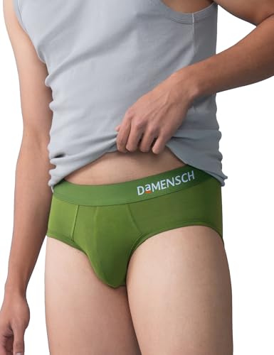 Image of DAMENSCH Modal Regular Fit Solid Brief Underwear Anti-Bacterial Moisture Wicking Breathable Microfibre Waistband Deo-Soft Briefs for Men