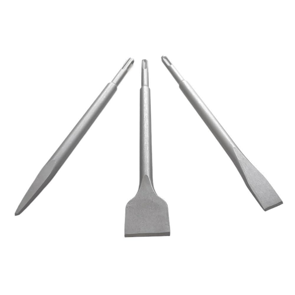 Ensemble de burins robustes pour marteau – Forets à percussion pointus et plats en acier pour béton, carrelage et pierre