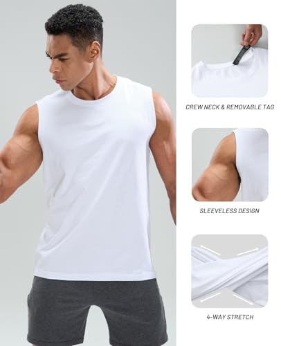 MIER Men's Tank Tops Cotton Sleeveless Muscle Shirts for Workout Running Athletic Gym Lounge Casual, Breathable3